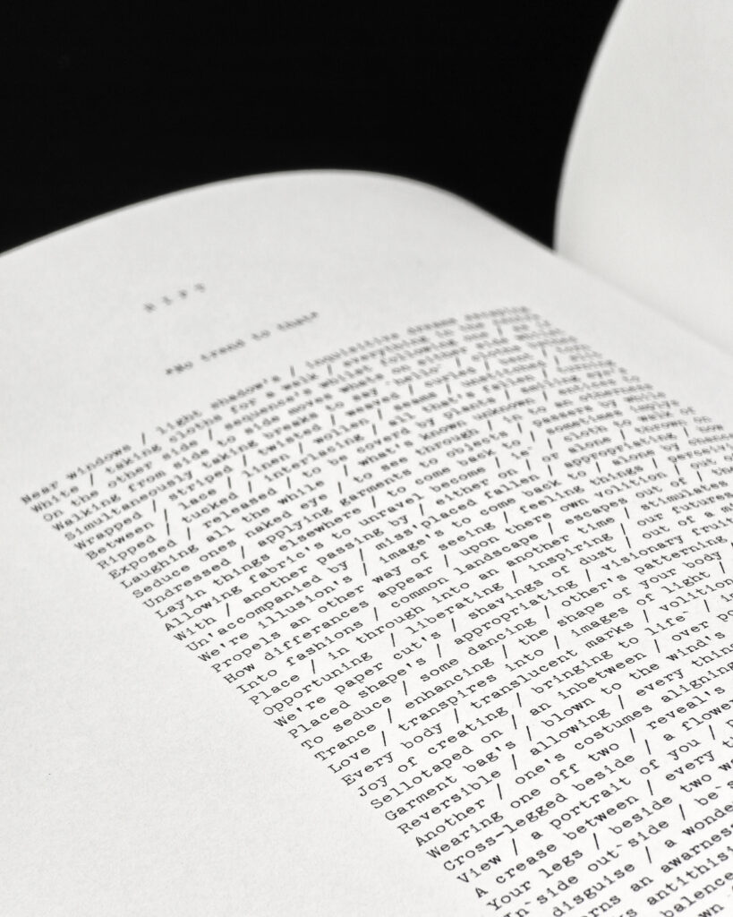 Close-up of typewritten-style editorial text inside Mark Borthwick Out of Date.