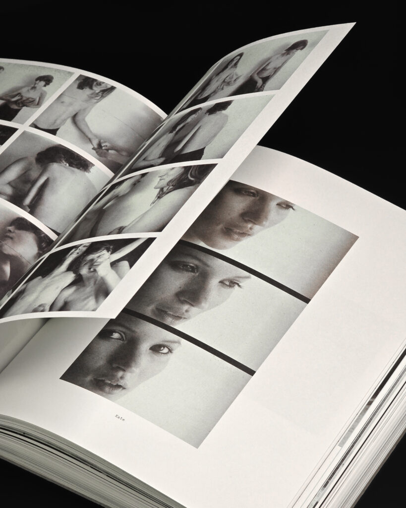Open pages from Mark Borthwick Out of Date showing a sequence of black-and-white Pola Pan portraits.