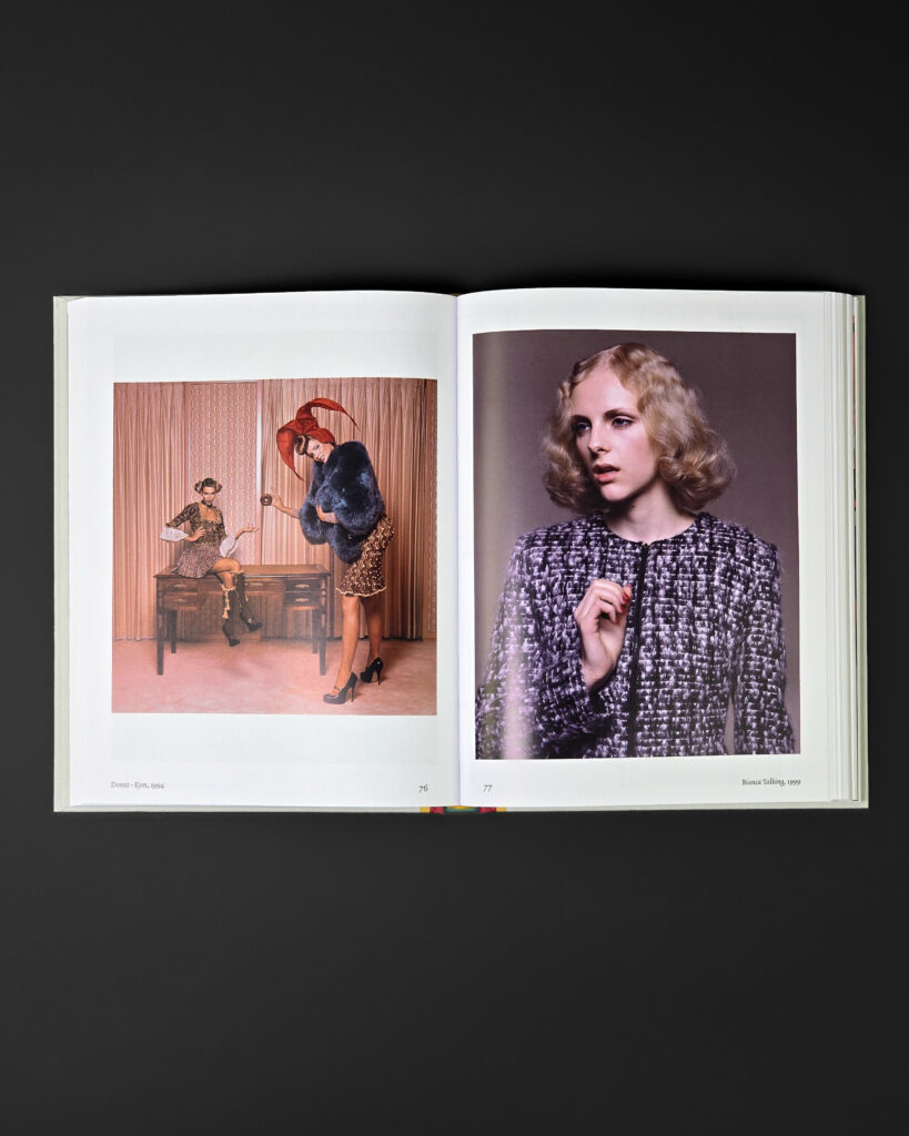 Open spread from Inez & Vinoodh: Can Love Be a Photograph showing two fashion photographs.