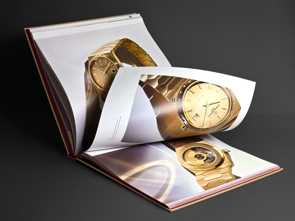 Open spread from Vacheron Constantin: Time is Art with blue-toned watch photography and section typography.