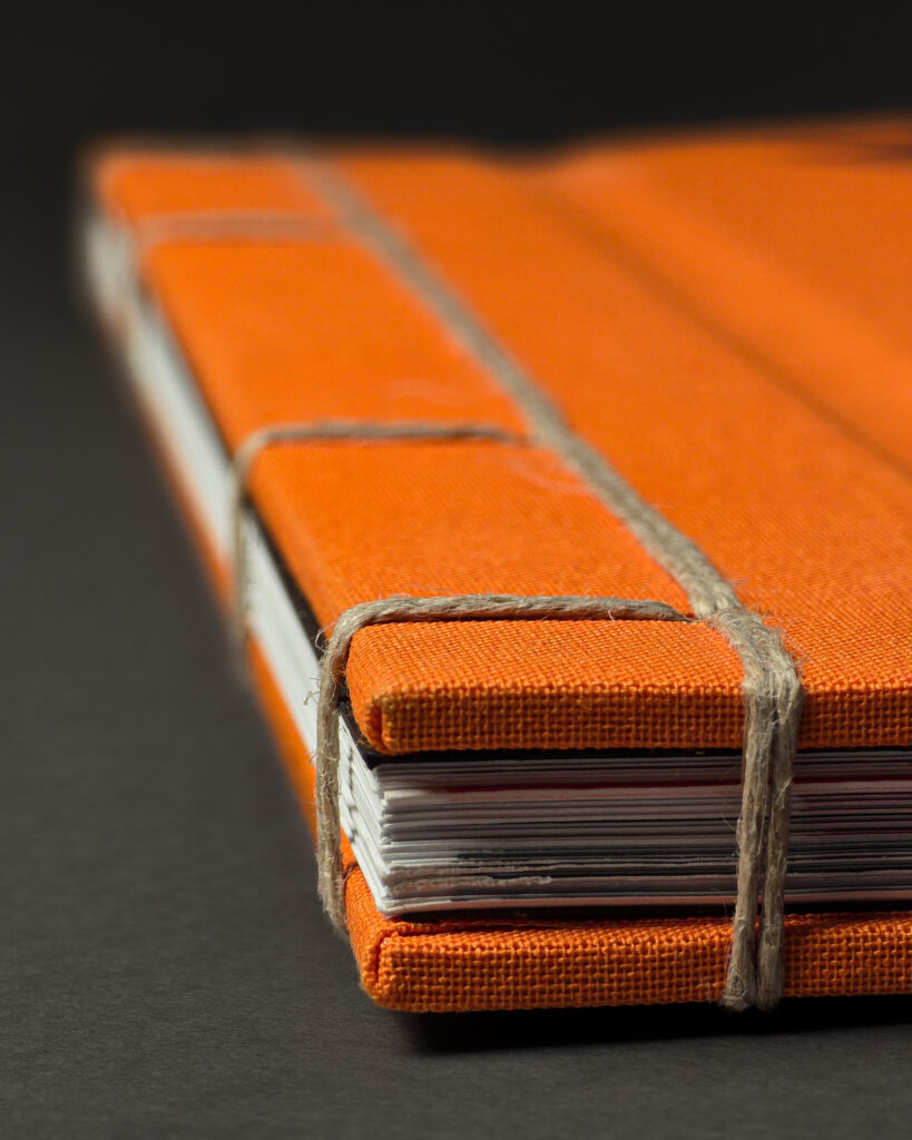 Macro detail of the external thread binding on Vienna 1900: The Peter Marino Collection.