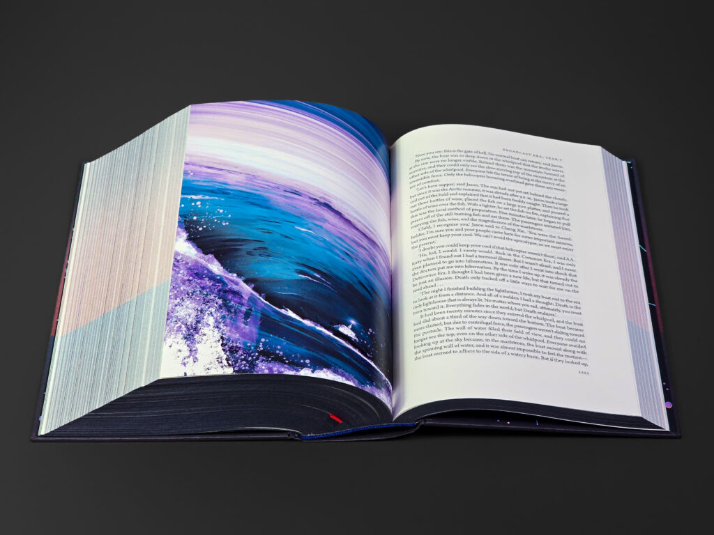 Colour illustration printed on Gardapat Kiara paper inside The Three-Body Problem Trilogy.